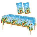 Super Brothers Tablecloth 2 Packs 54 x 108 Inches Cartoon Game Theme Rectangle Super Bros Table Covers Plastic Game Disposable Tablecloth for Birthday Party Decorations (Super Brothers)