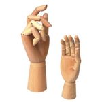 2 Assorted Size Large & Small Wooden Hand Artist Drawing Manikin Jointed Mannequin