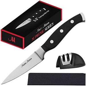 Master Maison 3.5" Professional German Stainless Steel Paring Knife Set w/Dual Sharpener & Edge Guard - Peeling Chef Kitchen Set - Kitchen Pairing Knives - Ultimate, Sharp Blade Kitchen Prep Knives