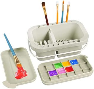 JIAMIAN Limpiador De Pinceles De Pintura, 3 En 1 Multifuncional Cepillo De Pintura para Bañera, con Paleta De Tapa y Soporte De Cepillo De 16 Agujeros, para Pintar (A)