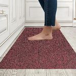 Voblin PVC Cushion Noodle PVC Dirt Traper Floormat/Rug/Mat/Doormat/Bathmat/Footmat with Rubber Back Looped for Bathroom/Entrance/Balcony/Home/Kitchen||2x6 Feet,Maroon & Black