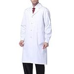 ZXK CO White Lab Coat, Laboratory Coat, Scientist Costume Adult, Unisex Long-Sleeve Medical Coat, Doctor Outfit Fancy Dress Costume for Men and Women, Large