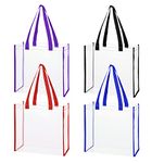 JJQHYC 4 Clear Tote Bag Stadium Approved Transparent Bag Beach Bag Clear Handbags for Work, Shopping, School and Concerts