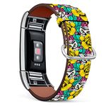 Compatible with Fitbit Charge 2 , Patterned Leather Replacement Band (Owl and Rose Pattern)