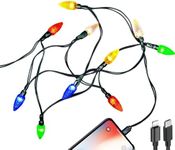 MACLARONX 2 Pcs Christmas Lights Cables USB Type-C to Light-ning Charger Cord Charging Cable 4.5 FT/10 LED String Bulb Power Cables Compatible with Phone/i 14/13/12/11/8/Pro/Max/XS/MAX/XR/XS/X/Plus