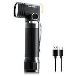 Flashlights,Rechargeable Magnetic Flashlight Super Bright 1000 lumens 6 Modes led Flashlight for Camping,Garage Work, 18650 Li-ion 90°Twist EDC Pocket Tactical Flashlight IP65 Waterproof NICRON N9