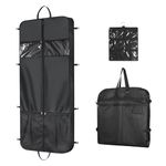 Univivi Large Dress Carrier, 60" Garment Bag with Accessory Pouch, Dress Bags with Adjustable Handles, Long Dress Cover with Zip Pockets & Name Card, Heavy Duty Foldable Waterproof for Travel - Black