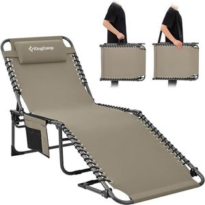 KingCamp Lettino Prendisole Pieghevole Regolabile in 5 Posizioni, Lettino da Giardino Portatile, Sdraio da Spiaggia, Lettino da Mare, Lettino per Piscina per Giardino, Vacanze, Spiaggia, Campeggio