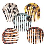 5 Pcs French Twist Comb Retro Celluloid Hair Comb 9 Teeth Non Slip Comb Clips Hair Styling Accessories for Women and Girls Multicolour