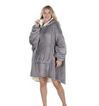 Oversized Hoodie Blanket Women Ultra Plush Fleece with Soft Sherpa Reversible Warm Cosy Comfy Wearable Hooded Giant Sweatshirt Throw for Girls Adults Men Boys Kids Big Pocket (Charcoal Grey)