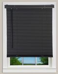 Window Blinds Light Filtering Horizontal Mini Windows Blinds for Interior by Mini Blinds Horizontal Window Blinds Custom Venetian Blinds for Windows Cordless Black.28 1/2" W x 72" H