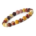 Reiki Crystal Products Natural Mookaite Jasper Bracelet 8 mm Crystal Stone Diamond Cut Beads Bracelet Round Shape for Reiki Healing and Crystal Healing Stones (Color : Multi)