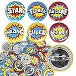 Recognition Pins Mini Reward Button Pins Bulk Kids Incentives Motivational Encouragement Pins 48 Awesome Buttons Kids Award Pin Badges Classroom Prize Box Student Superpower Superhero Mini Buttons, Metal, no gemstone