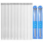 Knitting Needles Set, 11 Pairs Stainless Steel Straight Single Pointed Long Knitting Needles Kits 2.0mm /2.5mm /3.0mm /3.5mm /4.0mm /4.5mm /5.0mm /5.5mm /6.0mm /7.0mm /8.0mm