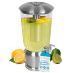 BirdRock Home 5 Gallon Stainless Steel Beverage Dispenser with Ice Container, Spigot - Round - Lemonade Sangria Tea Water Drink Jar Jug - Home Parties - BPA Free Clear Acrylic