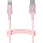 AmazonBasics Nylon Braided USB C to Lightning Apple (MFi) certified iPhone charger cable (Rose Gold), 1.2m| Fast Charging, with Data Sync