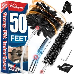 Sealegend 50 Feet Dryer Vent Cleaner Kit/Lint Remover/Fireplace Chimney Brushes/Upgraded Flexible Quick-Snap Brush with Drill Attachment for Easy to use/Cleaning Tools Use with or Without Power Drill