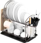 SimpleHouseware 2-Tier Dish Rack with Drain Board, Cup Holder and Cutting Board Holder, Bronze