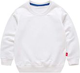 ZJXC Baby Toddler Kid Boy Girl Solid Casual Crewneck Sweatshirt Pullover (White,1T)