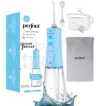 Perfora Power Water Dental Flosser - 300 ml Capacity with Custom 8 Water Pressure Settings & 2 Nozzles, 1500 mAh Battery | 2 Year Warranty | Dental Flosser For Teeth Oral Care, IPX7 Waterproof, Rechargeable (Blue)