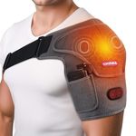 comfheat Portable Heated Shoulder Brace with Vibration Massage for Frozen Shoulder Rotator Cuff Pain Relief, Rechargeable Shoulder Heating Pad, Easy Wear Design, Fits Men & Women