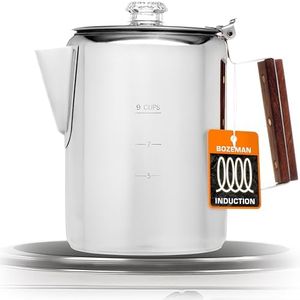 COLETTI Bozeman Induction Coffee Maker — Percolator Coffee Pot, Coffee Percolator – Brews 3 Kinds of Ways: Fire, Stovetop, & Induction [9 cup, Induction]