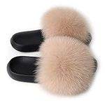 XUYUZUAU Womens Fur Slippers Real W