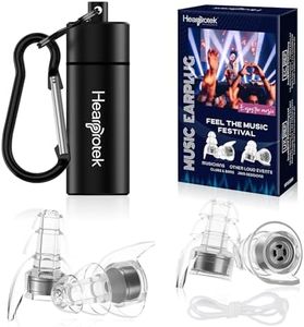 Hearprotek concert ear plugs, 2 pairs High fidelity musician earplugs with cord-ear protection for concerts, raves, festival, nightclub, drummers, party, motorcycles, airplane, travel (26dB)