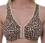 Gemm Womens Stretch Soft Cotton Lycra Non Wired Front Fastening Comfortable Bra, Animal Print, 38