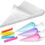 500pc Tipless Piping Bags, 10 Inch Icing Bags Disposable, Cake Pastry Bags for Royal Icing, Cookies, Cake Decorating Bags Tool with 5 Clips, Anti-Burst Cupcake Icing Bags for all Size Tips Couplers