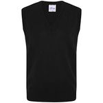 clicktostyles School Uniform Unisex Boys Girls Kids V Neck Knitted Sleeveless Tank Top Jumper (Black, 38 (Medium))