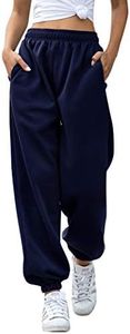 HeSaYep Women's High Waisted Sweatpants Workout Active Joggers Pants Baggy Lounge Bottoms,Navy Blue Small