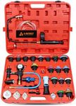 ADAFIRST 33PCS Radiator Coolant Pressure Tester and Vacuum Refill Tool Kit, Automotive Cooling System Manual Leak Test & Pneumatic Fill Filling Filler Set Universal for Car Truck Airlift, Red