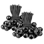 60 PCs Ball Bungee Cords - 6 Inch & 9 Inch Reusable Tarp Bungees Rope Canopy Tie Down Cord Bungee Ball Cords for Canopies Camping Tarps Cargo Tent,Black