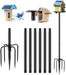 Gtongoko Smart Bird Feeder Pole 110 Inch Bird House Poles for Outdoors 1 Inch Diameter Bluebird House Pole Mount Kit Weather Station Metal Mounting Pole Adjustable Heavy Duty Bird Feeder Stand Black