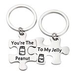 Puzzle Couple Keychains Best Friend Keychains You're the Peanut To My Jelly Matching Keychains Gift for BF GF BFF Sisters (Peanut Jelly CA)
