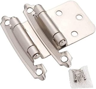 DecoBasics Cabinet Hinges Brushed Nickel for Kitchen Cabinets Doors (10 Pair -20 Pcs) -1/2" Overlay (Variable) -Self Closing Kitchen Cabinet Hinges Flush Mount w/Silicon Bumpers & Hardware Screws