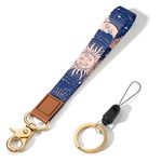 Hsxnam Wrist Lanyard Key Chain, Cute Wristlet Strap Keychain Holder for Women Men Keys ID Badges Phone Airpods, Sun Moon