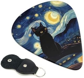 KWSAAHU Guitar Picks-Medium（0.46mm） Guitar Pics Acoustic for Electric Ukulele Bass, Unique Picks 6PCS Bring a Storage Bag Suitable Guitar Players Music Lovers - Starry Sky Cat