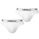 Lonsdale Mens 2Pk Brief Underwear Briefs Elasticated Waist White M