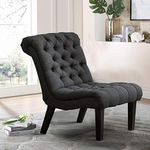 Yongqiang Upholstered Accent Chair for Bedroom Living Room Chairs Armless Slipper Chair with Wood Legs Gray Fabric