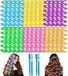 YEVYO 30 Pcs Heatless Hair Curlers Wave Curls Styling Kit with 2 Pcs Styling Hooks, No Heat Hair Curlers Heatless Wave Curlers for Women Girls Long Medium Short Hair (6 Colors, 55 cm/21.65 inch)