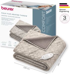 Beurer Electric Blanket, Nordic Beige, 180x130cm – Heated Throw