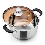 E-far 3 Quart Stock Pot, Stainless Steel Metal Soup Pot with Glass Lid for Cooking, Healthy & Rust Free, Heavy Duty & Dishwasher Safe