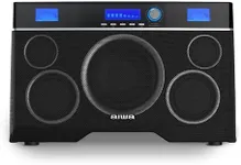 Aiwa Exos-10 Portable Bluetooth Speaker, 200W RMS Power, 6.5” Subwoofer, Deep Bass, Party Sync, Backlit Display, FM/BT/USB/AUX, Remote Control, Carry Strap, Bluetooth V5.0