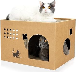 Cat Cardboard House with 2 Story Scratch Pads，Large Cat Scratcher Bed& Cat Scratchers Lounge for Indoor Cats Cube Shelter with Durable Layer Corrugate Scratchers Box