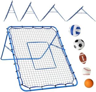 5x4FT Volleyball Rebounder Net, Baseball Soccer Rebounder Pitchback Net with 2 x 6-Angle Quick Adjustments, Target Ribbon for Precision, Easy Quick Setup,Ideal for Softball Lacrosse and Sport Training