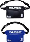 Cressi Kangaroo Dry Pouch Bundle Black + Blue - 2 Waterproof Cell Phone and Object Pouches, 1 Black + 1 Blue, One Size, Adult Unisex