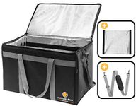 Commercial Large Premium Food Delivery Bag w/Divider | Thermal Insulated to Keep Cold or Hot Food | Durable Heavy Duty | Ideal for Catering Transport, Grocery Carrier, Ubereats, Doordash, Grubhub