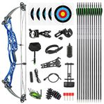 SHARROW Archery Compound Bows Kit 40-60lbs Adjustable Hunting Bow Adult HellBow Right Left Hand Compound Bow with Arrows All Accessories for Outdoor Shooting (Type 2:Blue)